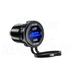 MOTOCYKLOWE GNIAZDO 2X USB Typ-C PD 90W + WOLTOMIERZ NA KIEROWNICĘ