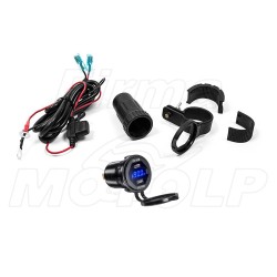 MOTOCYKLOWE GNIAZDO 2X USB Typ-C PD 90W + WOLTOMIERZ NA KIEROWNICĘ