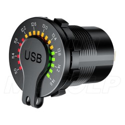 MOTOCYKLOWE GNIAZDO 2X USB QC 3.0 36W + WOLTOMIERZ NA KIEROWNICĘ