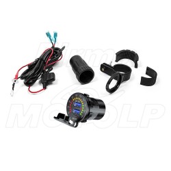 MOTOCYKLOWE GNIAZDO 2X USB QC 3.0 36W + WOLTOMIERZ NA KIEROWNICĘ