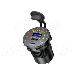 MOTOCYKLOWE GNIAZDO USB Typ-C + QC 3.0 + WOLTOMIERZ NA KIEROWNICĘ