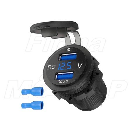 MOTOCYKLOWE GNIAZDO 2X USB QC 3.0 + WOLTOMIERZ