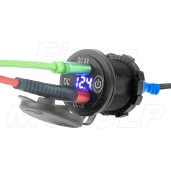 MOTOCYKLOWE GNIAZDO 2X USB QC 3.0 + WOLTOMIERZ NA KIEROWNICĘ