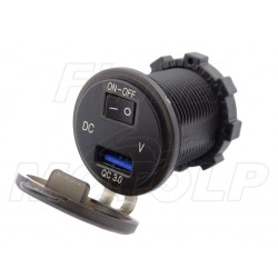 MOTOCYKLOWE GNIAZDO USB QC3.0 WOLTOMIERZ 12V 24V