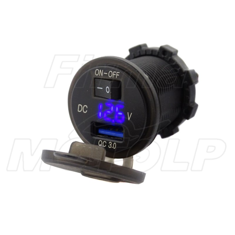MOTOCYKLOWE GNIAZDO USB QC3.0 WOLTOMIERZ 12V 24V