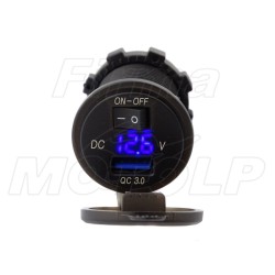 MOTOCYKLOWE GNIAZDO USB QC3.0 WOLTOMIERZ 12V 24V