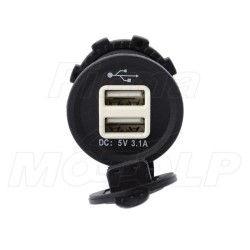 MOTOCYKLOWE GNIAZDO 2X USB PODŚWIETLANE 12V 24V NA KIEROWNICĘ 22 - 25,4 MM