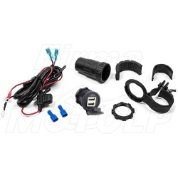 MOTOCYKLOWE GNIAZDO 2X USB PODŚWIETLANE 12V 24V NA KIEROWNICĘ 22 - 25,4 MM
