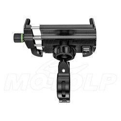 UCHWYT NA TELEFON SMARTFON Z ŁADOWARKĄ USB QC 3.0 METAL CZARNY NA KIEROWNICĘ