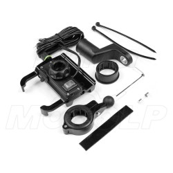 UCHWYT NA TELEFON SMARTFON Z ŁADOWARKĄ USB QC 3.0 METAL CZARNY NA KIEROWNICĘ