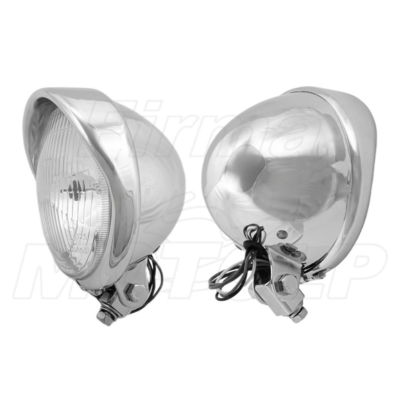 REFLEKTORY LIGHTBARY LAMPY PRZÓD CHROM METAL 5,5 CALA HOMOLOGACJA E4 HC/R
