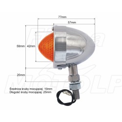 MIGACZE KIERUNKOWSKAZY KIERUNKI JAJKO CHROM METAL 12V 10W HOMOLOGACJA E11