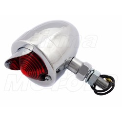 TYLNE LAMPY LAMPA TYŁ MINI JAJKO CHROM METAL Z DASZKIEM CZERWONE ŚRUBA M10