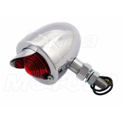 TYLNE LAMPY LAMPA TYŁ MINI JAJKO CHROM METAL Z DASZKIEM CZERWONE ŚRUBA M10