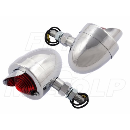 TYLNE LAMPY LAMPA TYŁ MINI JAJKO CHROM METAL Z DASZKIEM CZERWONE ŚRUBA M10