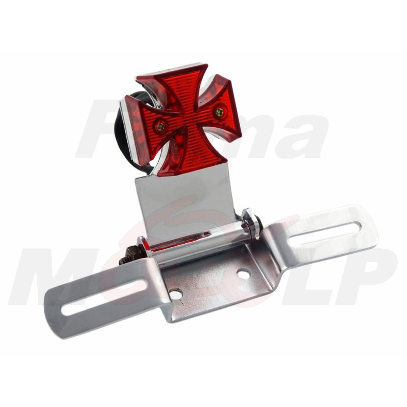 TYLNA LAMPA TYŁ LED NA BŁOTNIK CZERWONA CHROM KRZYŻ MALTAŃSKI HOMOLOGACJA E11