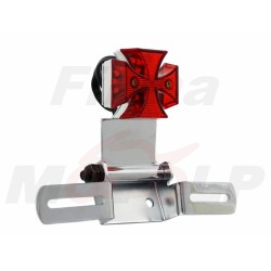 TYLNA LAMPA TYŁ LED NA BŁOTNIK CZERWONA CHROM KRZYŻ MALTAŃSKI HOMOLOGACJA E11