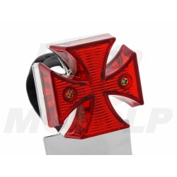 TYLNA LAMPA TYŁ LED NA BŁOTNIK CZERWONA CHROM KRZYŻ MALTAŃSKI HOMOLOGACJA E11