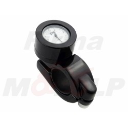 ZEGAREK MOTOCYKLOWY NA KIEROWNICĘ 22MM LUB 25,4MM 1 CAL METAL CZARNY POŁYSK