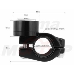 ZEGAREK MOTOCYKLOWY NA KIEROWNICĘ 22MM LUB 25,4MM 1 CAL METAL CZARNY POŁYSK