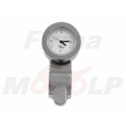 ZEGAREK MOTOCYKLOWY NA KIEROWNICĘ 22MM LUB 25,4MM 1 CAL CHROM METAL BIAŁA TARCZA