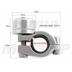 ZEGAREK MOTOCYKLOWY NA KIEROWNICĘ 22MM LUB 25,4MM 1 CAL CHROM METAL BIAŁA TARCZA