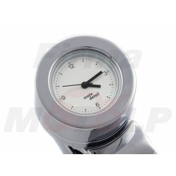 ZEGAREK MOTOCYKLOWY NA KIEROWNICĘ 22MM LUB 25,4MM 1 CAL CHROM METAL BIAŁA TARCZA