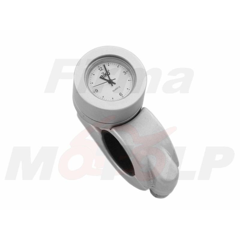 ZEGAREK MOTOCYKLOWY NA KIEROWNICĘ 22MM LUB 25,4MM 1 CAL SREBRNY BIAŁA TARCZA