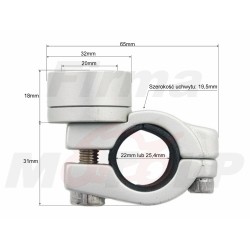 ZEGAREK MOTOCYKLOWY NA KIEROWNICĘ 22MM LUB 25,4MM 1 CAL SREBRNY BIAŁA TARCZA