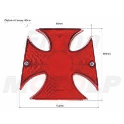 TYLNA LAMPA TYŁ CHROM METAL KRZYŻ MALTAŃSKI CHOPPER DRAG KLASYK 12V 23/8W