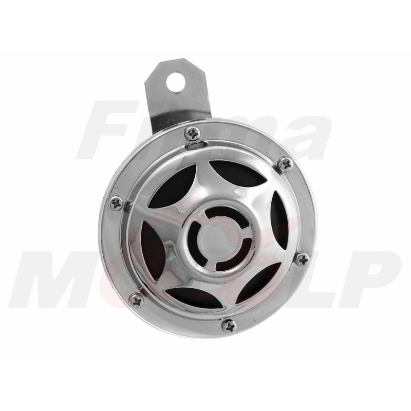 NOWY CHROMOWANY METALOWY KLAKSON SYGNAŁ DŹWIĘKOWY TITEK SYRENA 12V 9,5CM