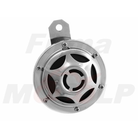 NOWY CHROMOWANY METALOWY KLAKSON SYGNAŁ DŹWIĘKOWY TITEK SYRENA 12V 9,5CM