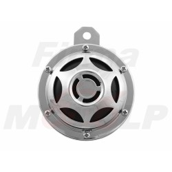 NOWY CHROMOWANY METALOWY KLAKSON SYGNAŁ DŹWIĘKOWY TITEK SYRENA 12V 9,5CM