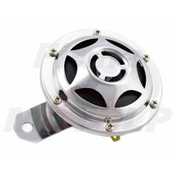 NOWY CHROMOWANY METALOWY KLAKSON SYGNAŁ DŹWIĘKOWY TITEK SYRENA 12V 9,5CM