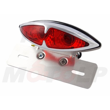 TYLNA LAMPA TYŁ CHROMOWANA METALOWA NA BŁOTNIK UCHWYT TABLICY REJESTRACYJNEJ HOMOLOGACJA E11