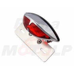 TYLNA LAMPA TYŁ CHROMOWANA METALOWA NA BŁOTNIK UCHWYT TABLICY REJESTRACYJNEJ HOMOLOGACJA E11