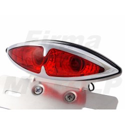 TYLNA LAMPA TYŁ CHROMOWANA METALOWA NA BŁOTNIK UCHWYT TABLICY REJESTRACYJNEJ HOMOLOGACJA E11