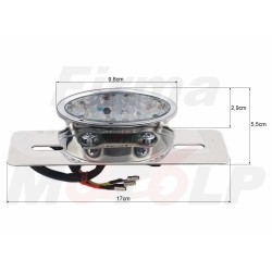 TYLNA LAMPA TYŁ LED CHROMOWANA NA BŁOTNIK Z UCHWYTEM TABLICY HOMOLOGACJA E8