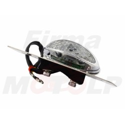 TYLNA LAMPA TYŁ LED CHROMOWANA NA BŁOTNIK Z UCHWYTEM TABLICY HOMOLOGACJA E8