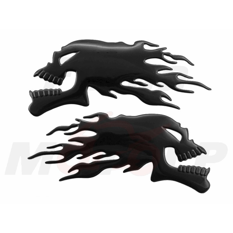 EMBLEMAT ZNACZEK NAKLEJKA 3D SILIKON CZACHA CZASZKA Z PŁOMIENIAMI SKULL