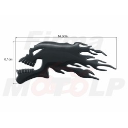 EMBLEMAT ZNACZEK NAKLEJKA 3D SILIKON CZACHA CZASZKA Z PŁOMIENIAMI SKULL