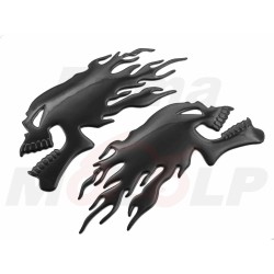 EMBLEMAT ZNACZEK NAKLEJKA 3D SILIKON CZACHA CZASZKA Z PŁOMIENIAMI SKULL