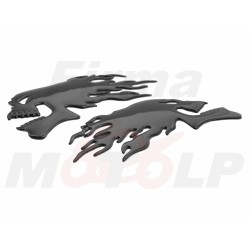 EMBLEMAT ZNACZEK NAKLEJKA 3D SILIKON CZACHA CZASZKA Z PŁOMIENIAMI SKULL