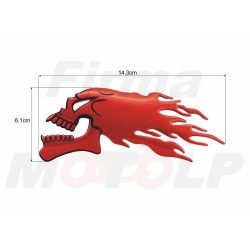 EMBLEMAT ZNACZEK NAKLEJKA 3D SILIKON CZACHA CZASZKA Z PŁOMIENIAMI SKULL