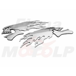 EMBLEMAT ZNACZEK NAKLEJKA 3D SILIKON CZACHA CZASZKA Z PŁOMIENIAMI SKULL