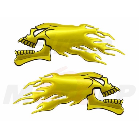 EMBLEMAT ZNACZEK NAKLEJKA 3D SILIKON CZACHA CZASZKA Z PŁOMIENIAMI SKULL