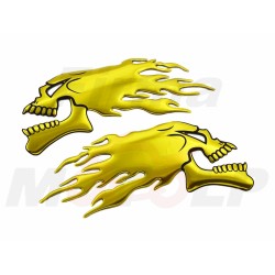 EMBLEMAT ZNACZEK NAKLEJKA 3D SILIKON CZACHA CZASZKA Z PŁOMIENIAMI SKULL