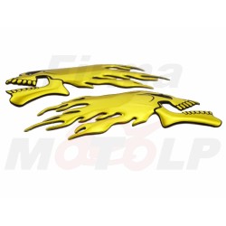 EMBLEMAT ZNACZEK NAKLEJKA 3D SILIKON CZACHA CZASZKA Z PŁOMIENIAMI SKULL