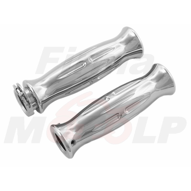 MANETKI MOTOCYKLOWE GRIPY METALOWE CHROMOWANE NA KIEROWNICĘ 22MM ROLGAZ NA 2 LINKI