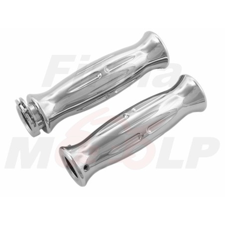 MANETKI MOTOCYKLOWE GRIPY METALOWE CHROMOWANE NA KIEROWNICĘ 22MM ROLGAZ NA 2 LINKI